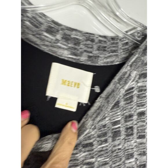 Maeve Emerson Swing Dress Size Large Anthropologie Black Space Dye Ribbed Jersey - Picture 8 of 12